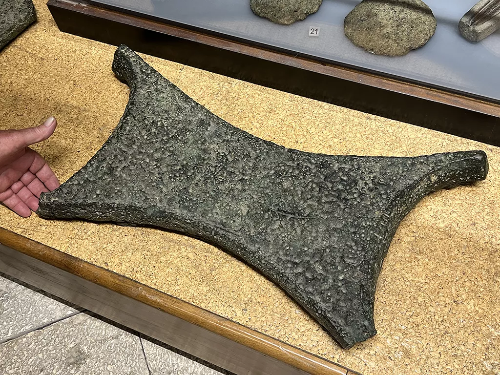The Bronze Age Harbour of Hala Sultan Tekke, Cyprus - Cypriot Oxhide ingot found in Sardinia - Cagliari Museum