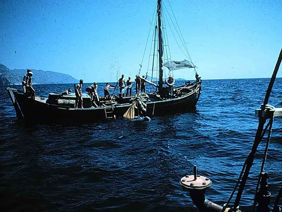 Dive boat over the Cape Gelidonya shipwreck