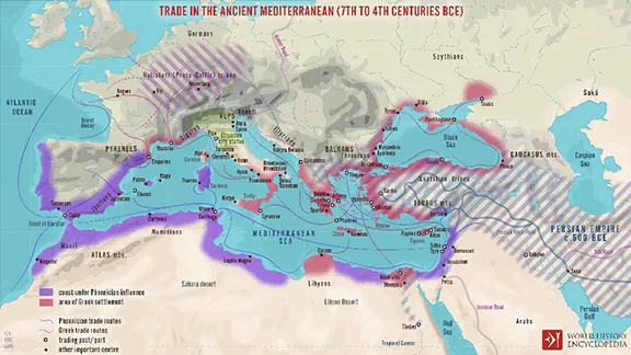 The Development of the Ancient Sea Trade Routes in the Mediterranean Sea Phoenician, Greek and Carthaginian Trade Routes 7th - 4th century BC