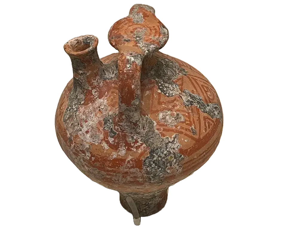 The Ancient Tin Roads: Before the Silk Road, The Tin Roads of the Bronze Age - Tin plated stirrup cup 1350 - 1300 BCE. Nafplio Archaeological Musem
