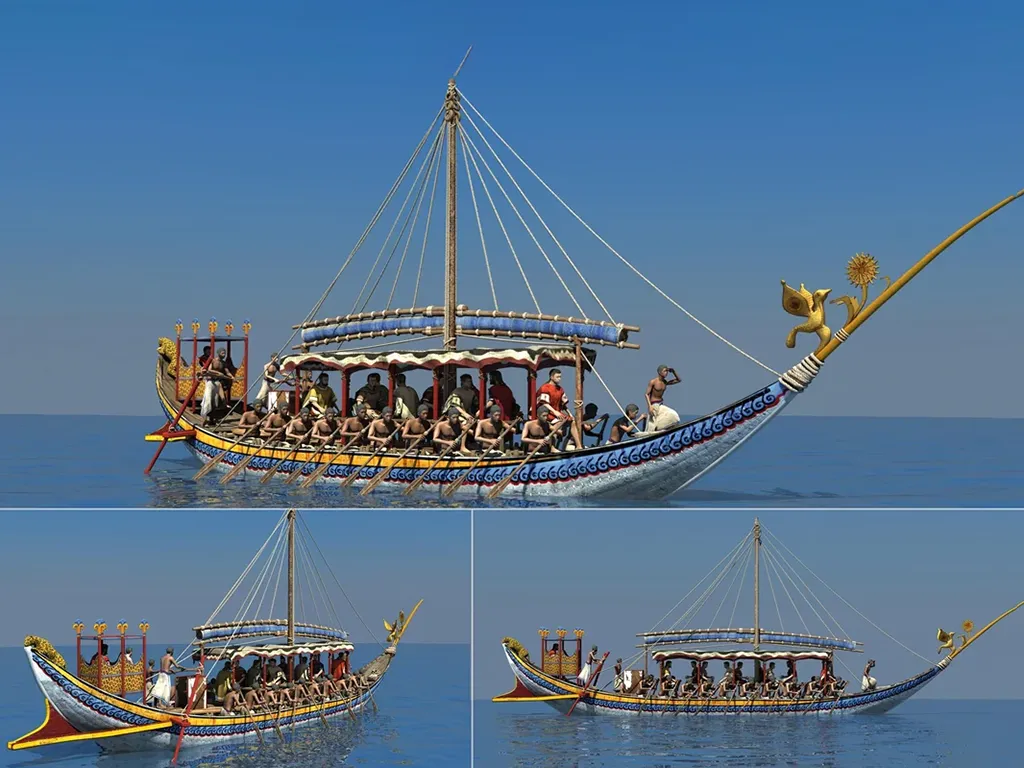 Late Bronze Age Maritime Technology in the eastern and central Mediterranean Sea 3D representation of Late Bronze Age Minoan Warship. Artist Unknown