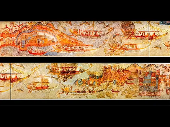 Late Bronze Age Maritime Technology in the eastern and central Mediterranean Sea Ship Procession Akrotiri. Image: Steve Vinson, Indiana University, Bloomington 
