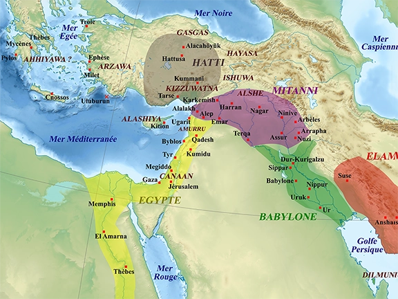 The Development of Diplomacy Between Bronze Age Empires Map of the Middle East in the beginning of the Amarna letters period