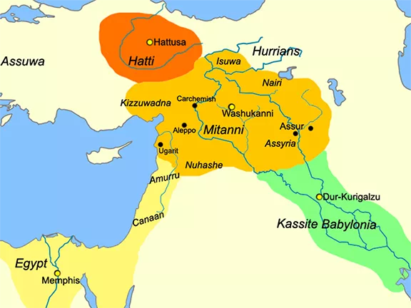 The Kingdom of Mitanni about 1400 BC