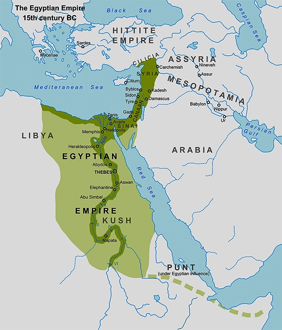 Late Bronze Age Civilisations of the Middle East and Eastern Mediterranean Egyptian New Kingdom at ts greatest extent about 1380 BC