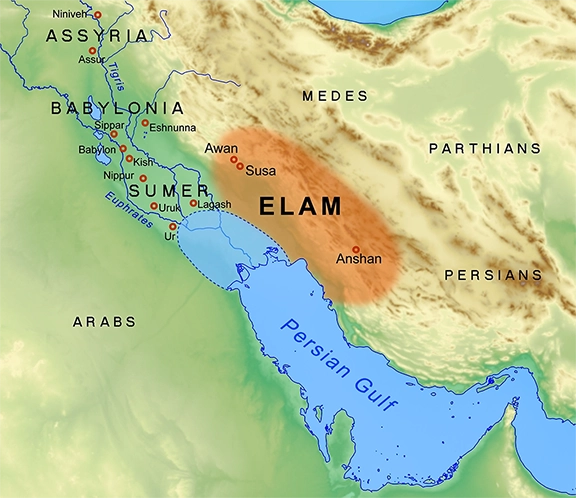 Late Bronze Age Civilisations of the Middle East and Eastern Mediterranean Elamite Empire before conquest of Babylon about 1150 BC