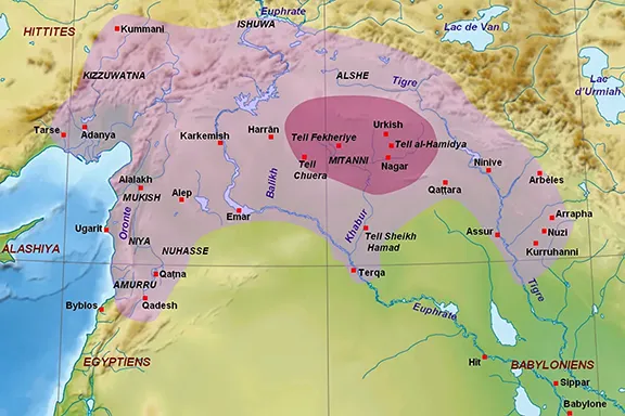 The 3.2k yr BP Event Kingdom of Mitanni at its height about 1490 BC