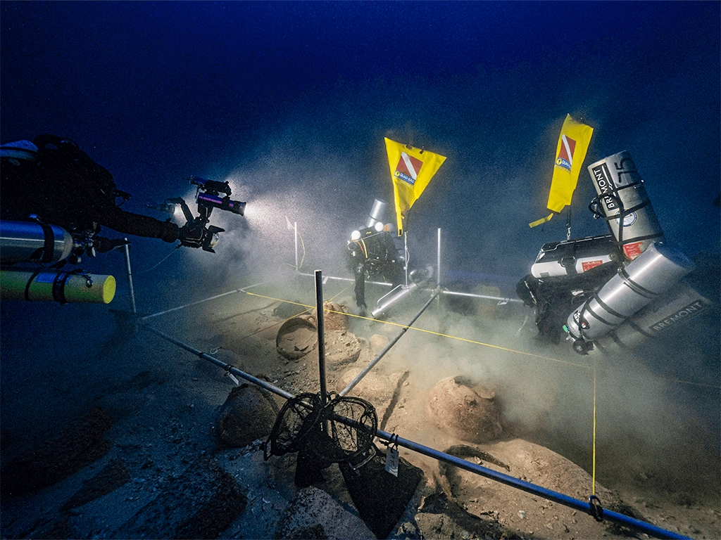 Gozo, a Phoenician period shipwreck that sank about 700 BC.  Gozo wreck site