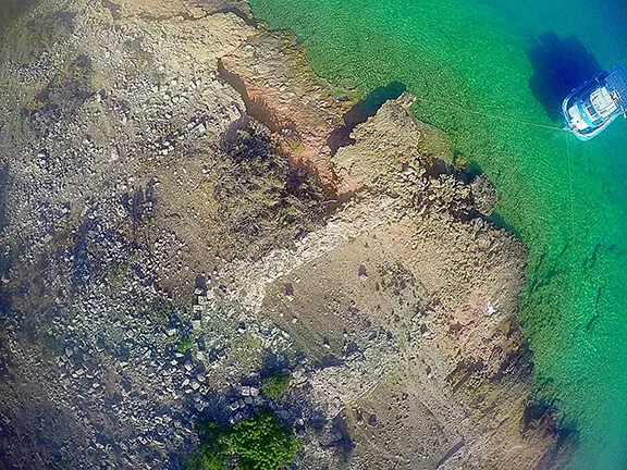 Aerial view of the Dana Island shipyards