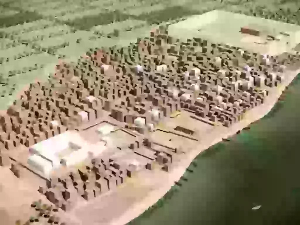 The Greek Emporion of Naukratis c 664 BC - c 700 AD  - Artists impression of Naukratis