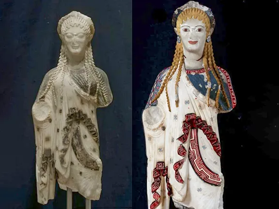 Beyond White Marble: The Vibrant Truth of Ancient Greek & Roman Statues What restorers have to work with - Acropolis Museum