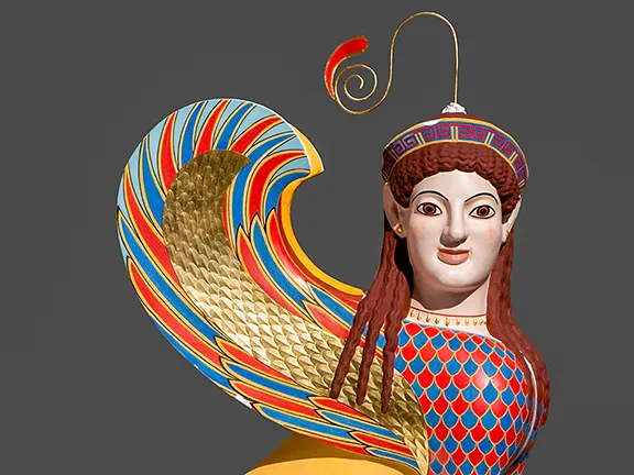 Beyond White Marble: The Vibrant Truth of Ancient Greek & Roman Statues Sphynx with original colours - Metropolitan Museum of Art