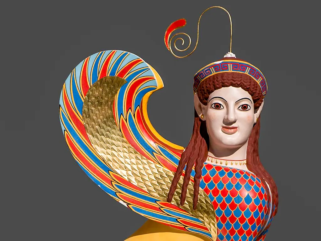 Beyond White Marble: The Vibrant Truth of Ancient Greek & Roman Statues Sphynx with original colours - Metropolitan Museum of Art