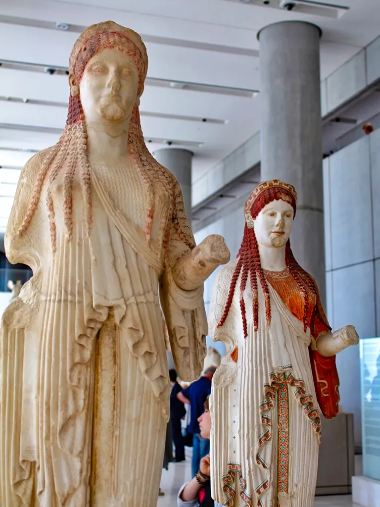 Beyond White Marble: The Vibrant Truth of Ancient Greek & Roman Statues Greek statue partially reformed - Acropolis Museum