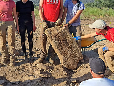 Archaeologists Discover Decorated Stelae in Cañaveral de León, Spain Image - University of Durham