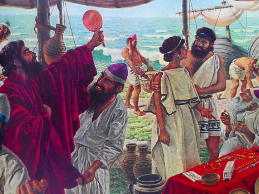 The Levantine Paradox: Surviving the Late Bronze Age Transformation - Artists impression: Phoenician traders on a beach